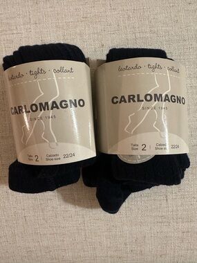 Girl’s Navy Blue Ribbed Cotton Tights Size 2 NEW